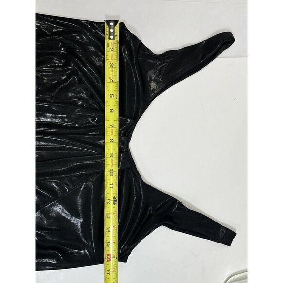 Diane Von Furstenberg LBD Black Liquid Dress Size 8 Lesley DVF Goth Punk Witchy - Picture 13 of 15